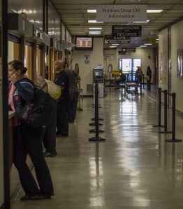 City College students speak to faculty in the Rodda Hall North building about registration and other important information. Photo By Emily Foley.